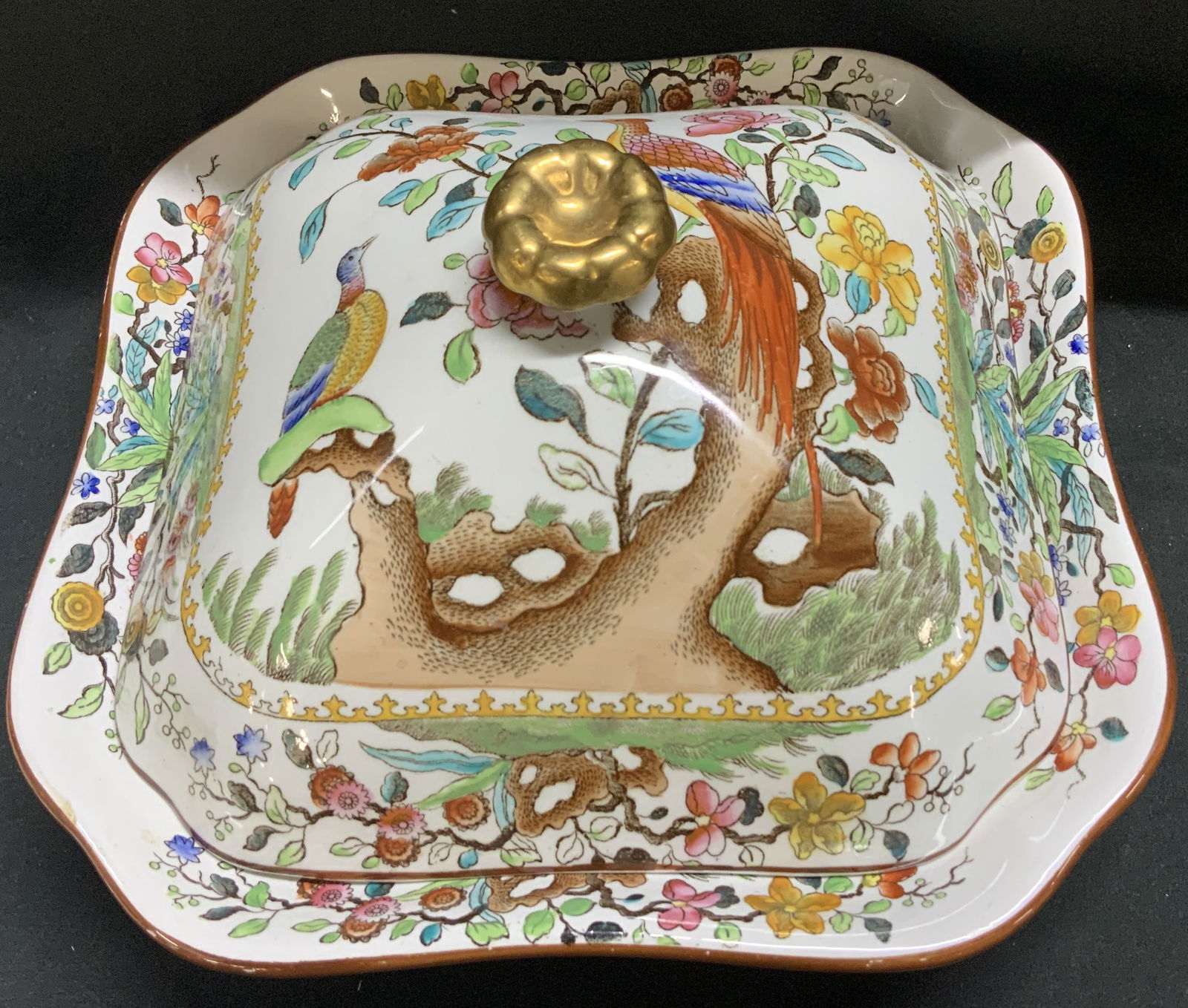 Vntg Copeland Spode Bird Motif Lidded Dish ENGLAND (1 of 8)