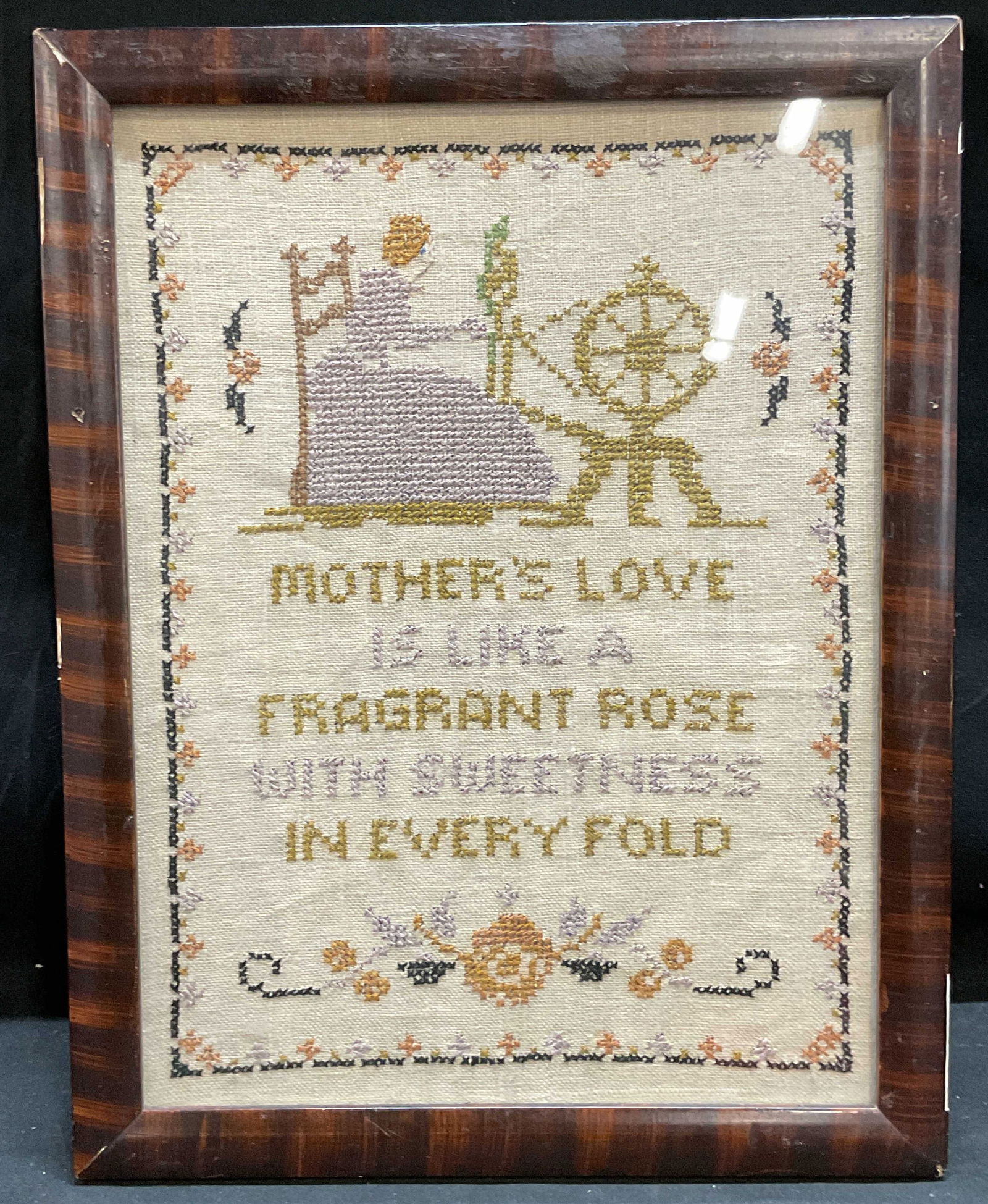 Framed Mothers Love Cross Stitch Sampler (1 of 6)