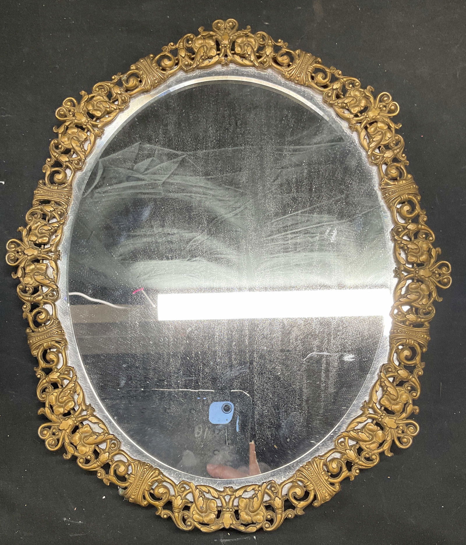 Vintage Gilt Scroll Frame Oval Wall Mirror (1 of 6)