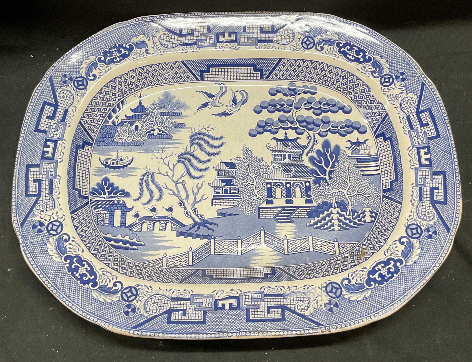 Antique Blue Willow Transferware Serving Dish (1 of 8)