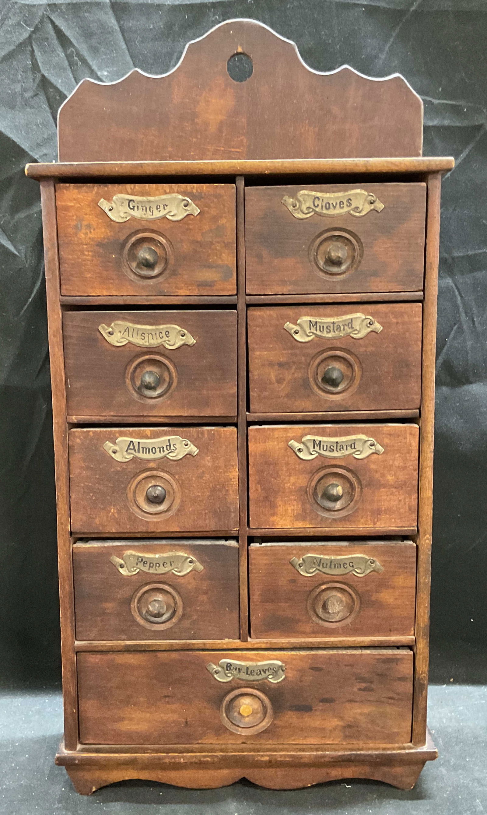 Vintage Spice Wall Mount Wood Cabinet (1 of 6)