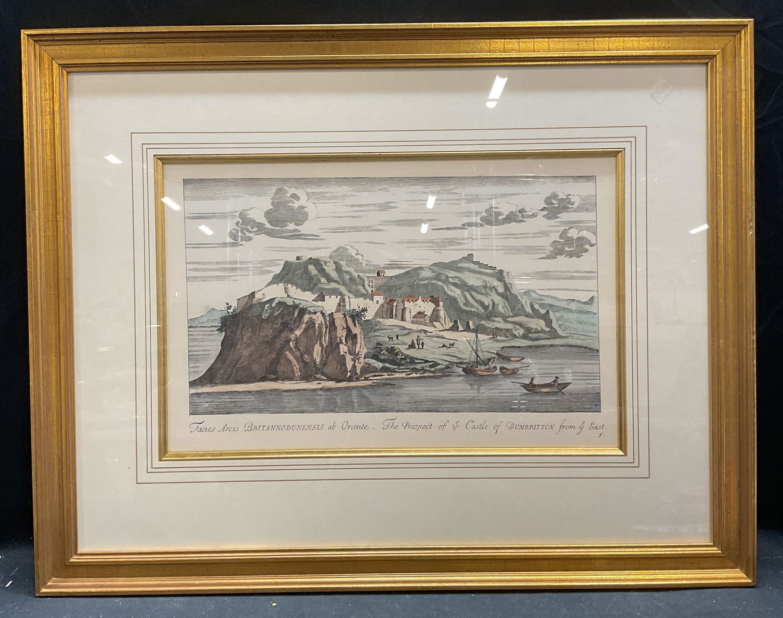 1874 Slezer Dumbarton Castle Color Engraving 27in (1 of 7)