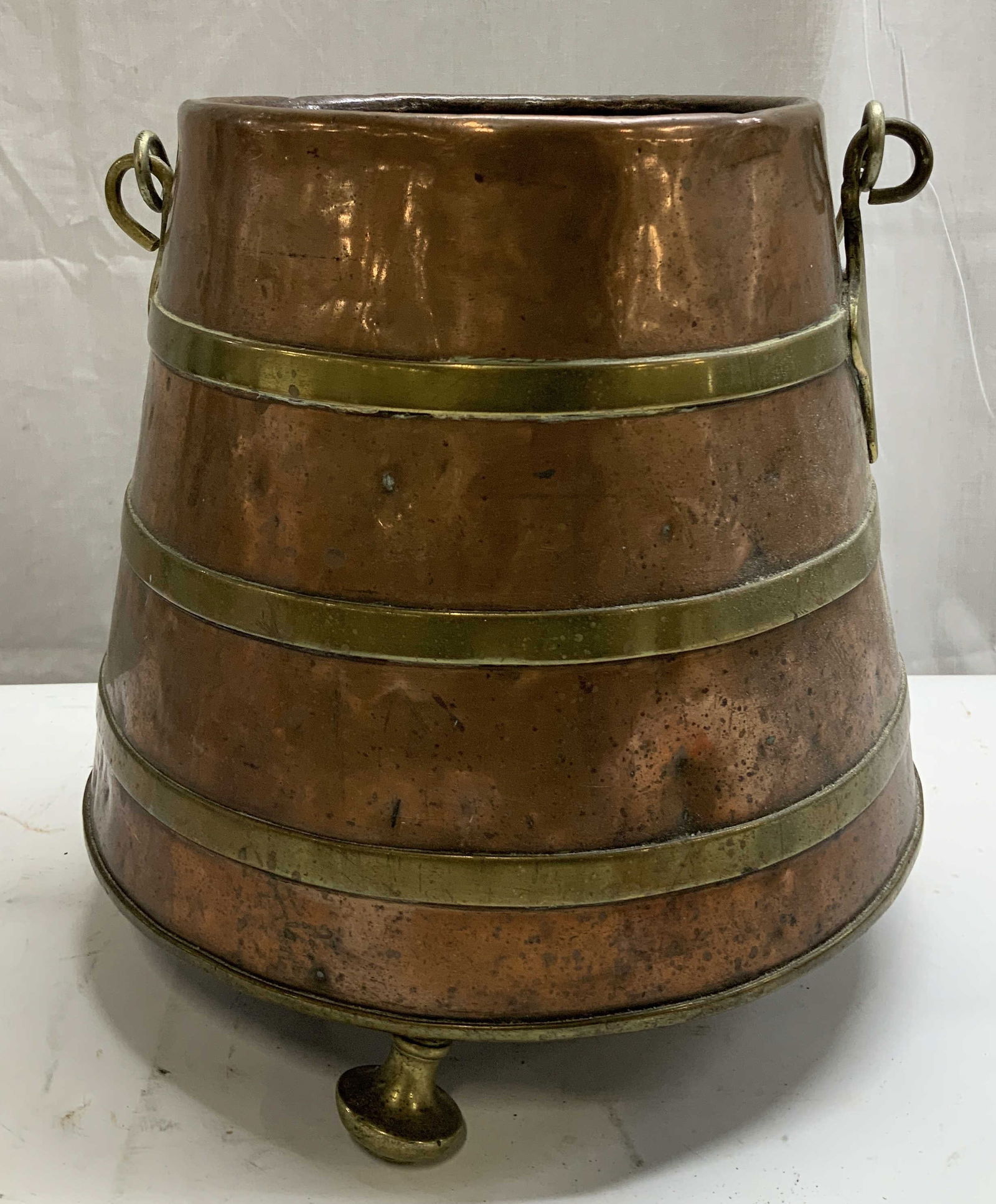 Vintage Copper & Brass Footed Kindling Bucket (1 of 7)