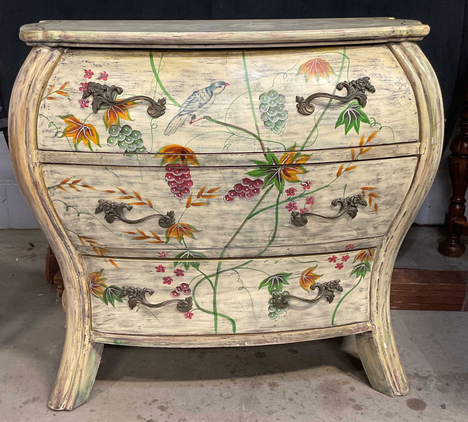 Hand Painted Bombe Commode Chest of Drawers (1 of 8)