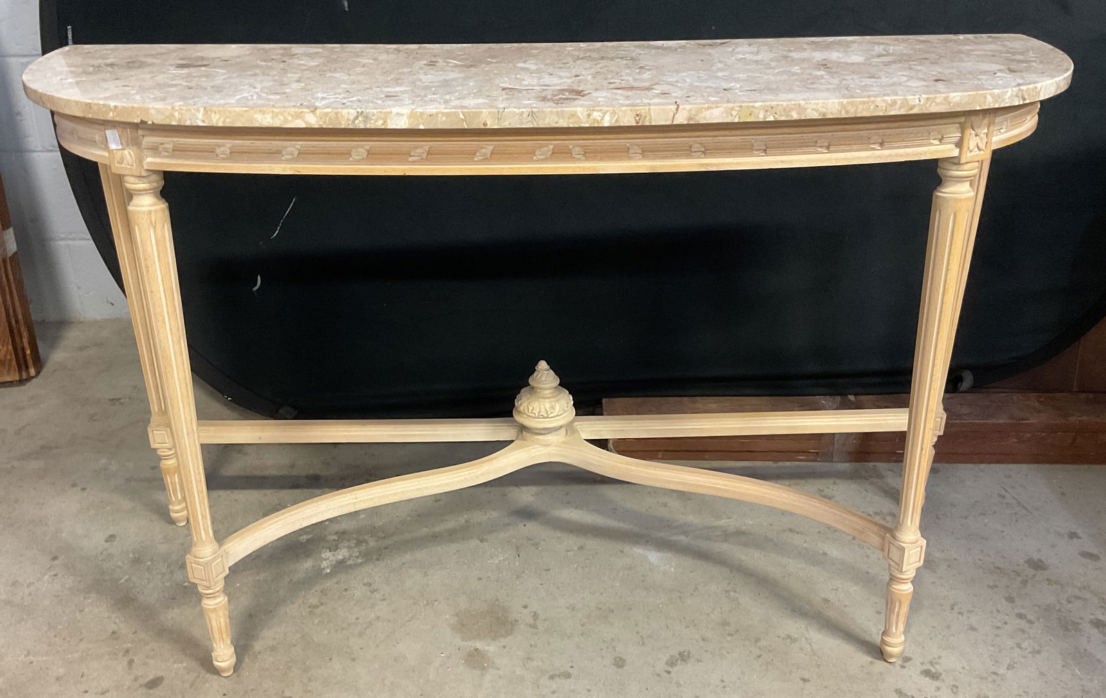 Louis XVI Style Demilune Marble Console Table (1 of 8)