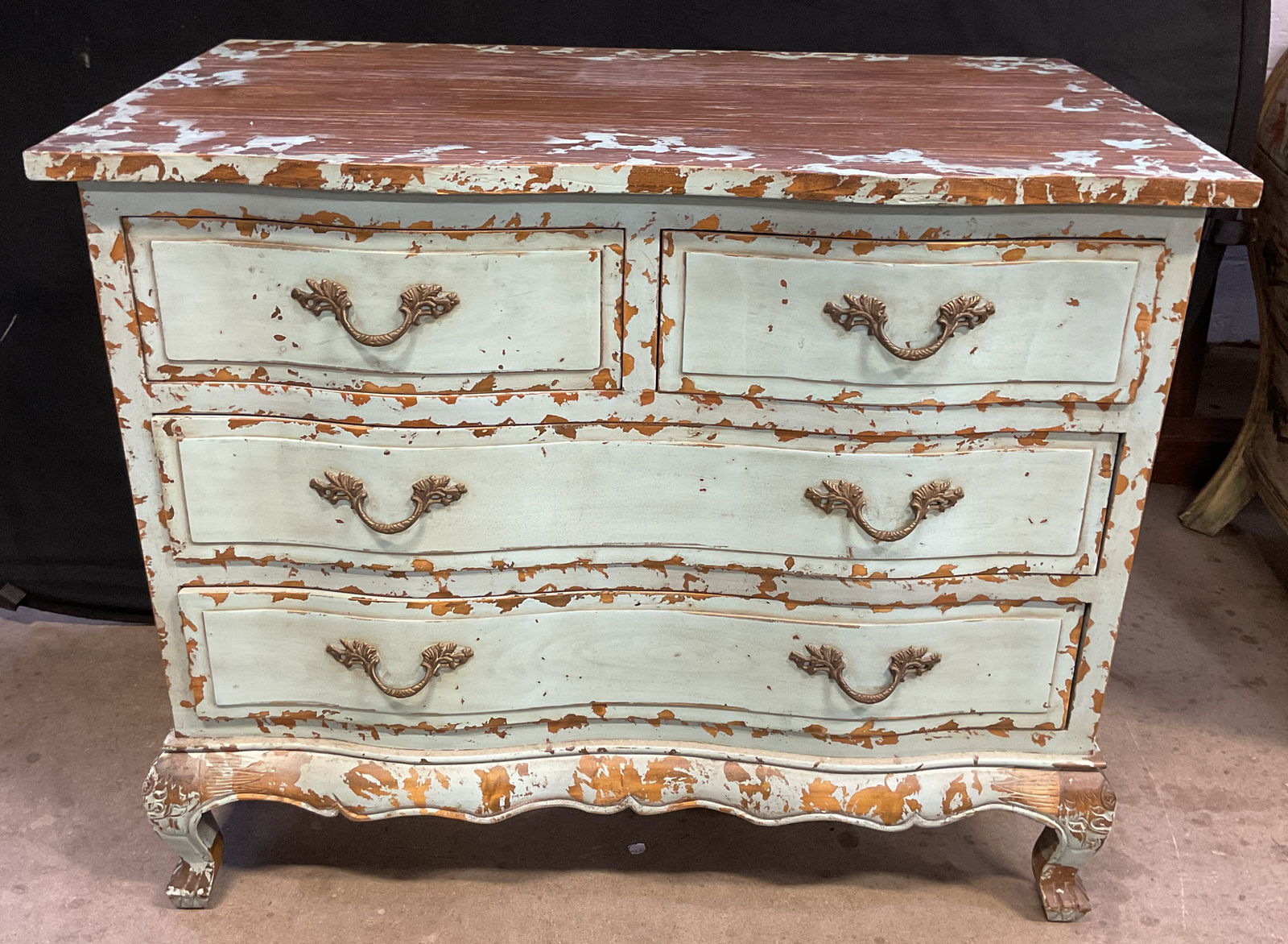 French Style Rustic Blue Wood Chest of Drawers (1 of 7)