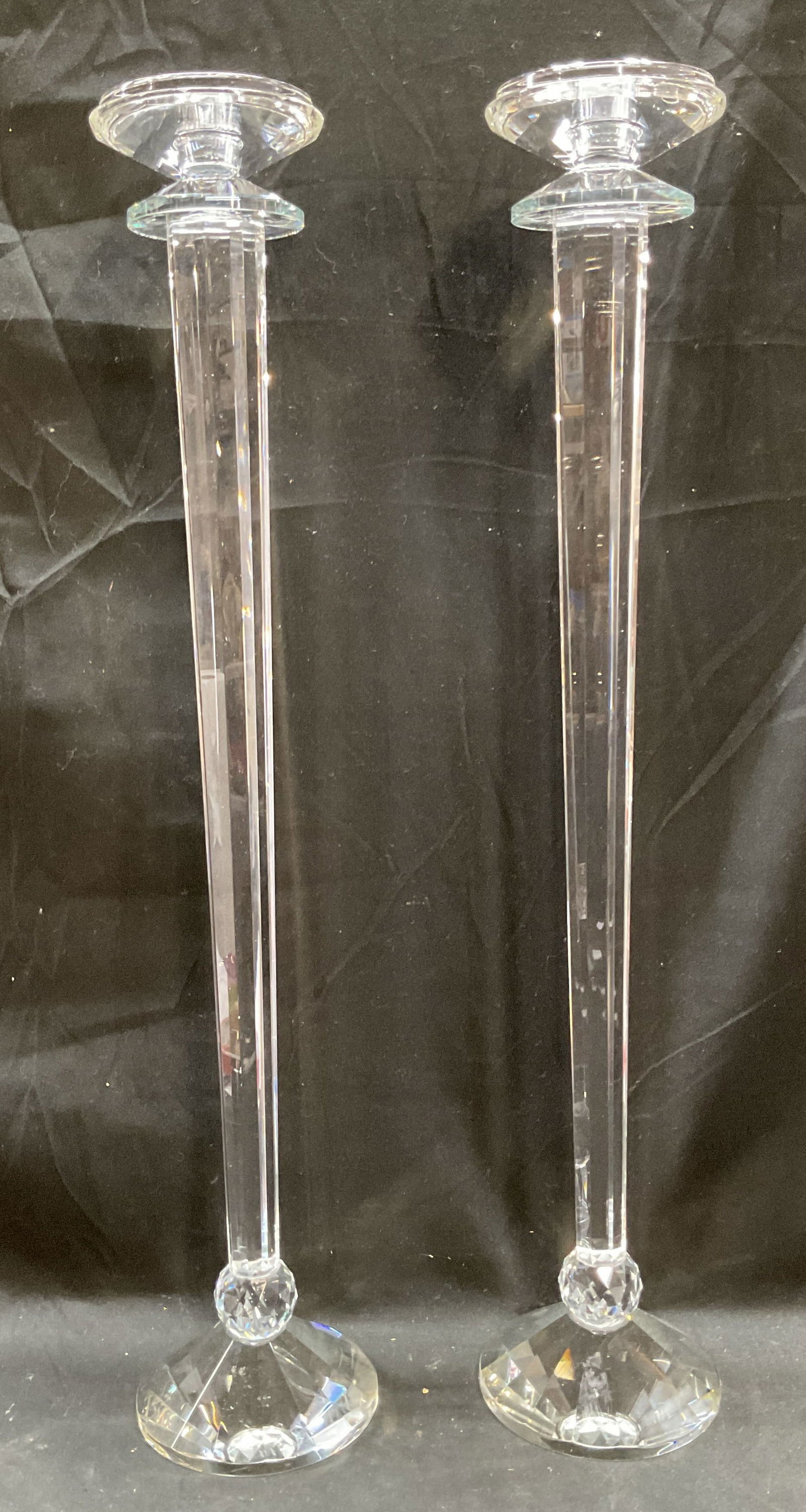 Pair Faceted Cut Crystal Candle Holders 2 Ft T (1 of 7)