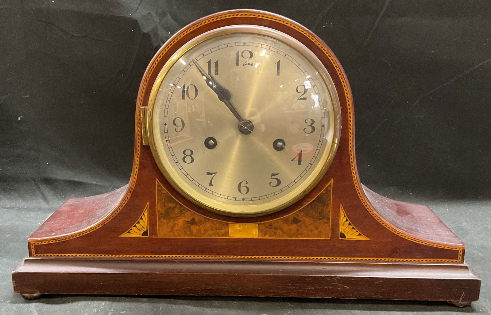 Vintage Signed Wood Marquetry Mantel Clock (1 of 7)