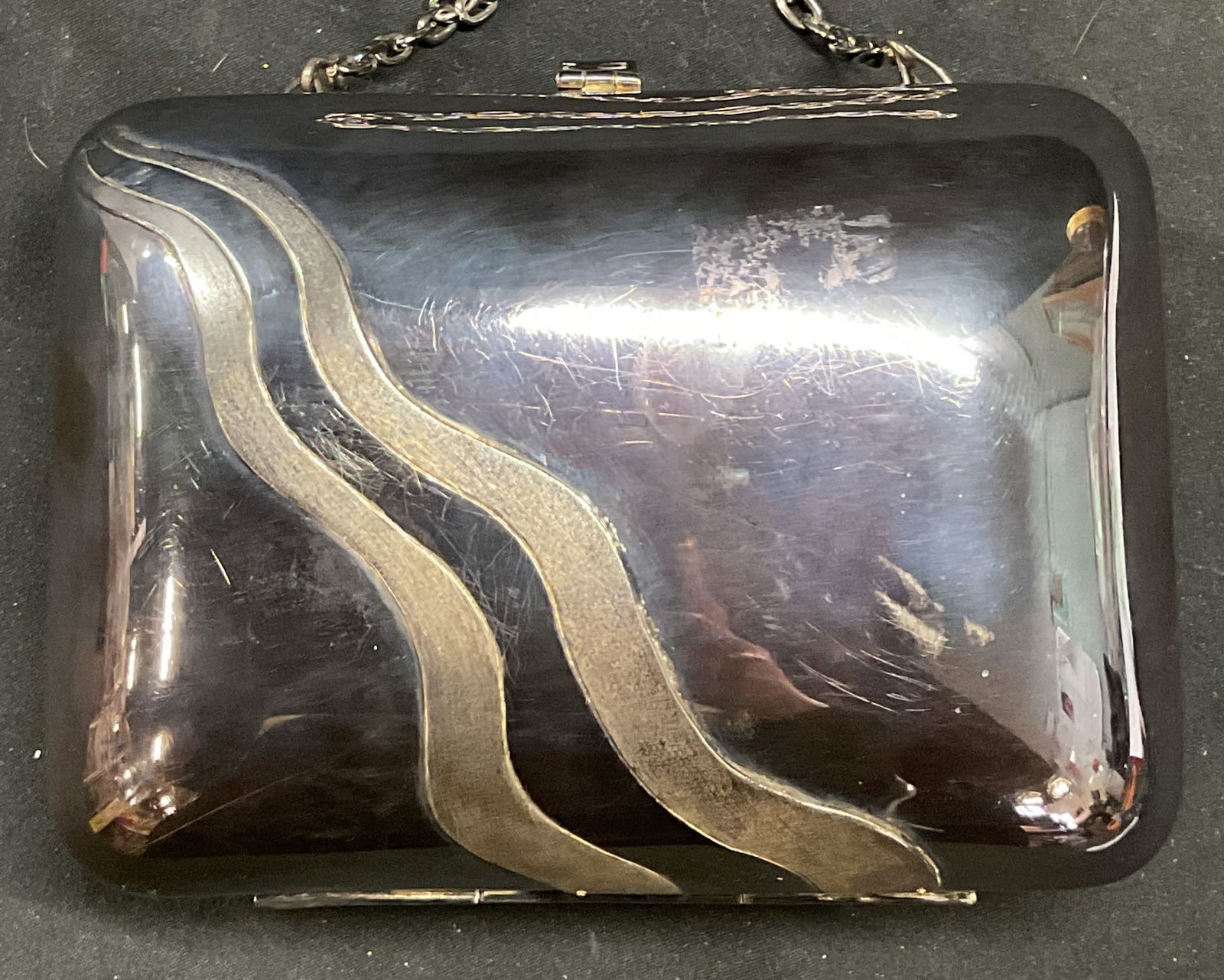 Vtg Metales Mexico Silver Tone Hard Case Handbag (1 of 8)