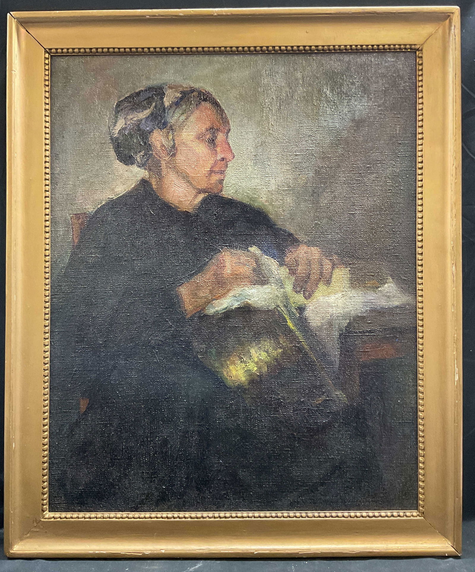 Framed Portrait Seated Woman Oil Painting 36 In T (1 of 6)