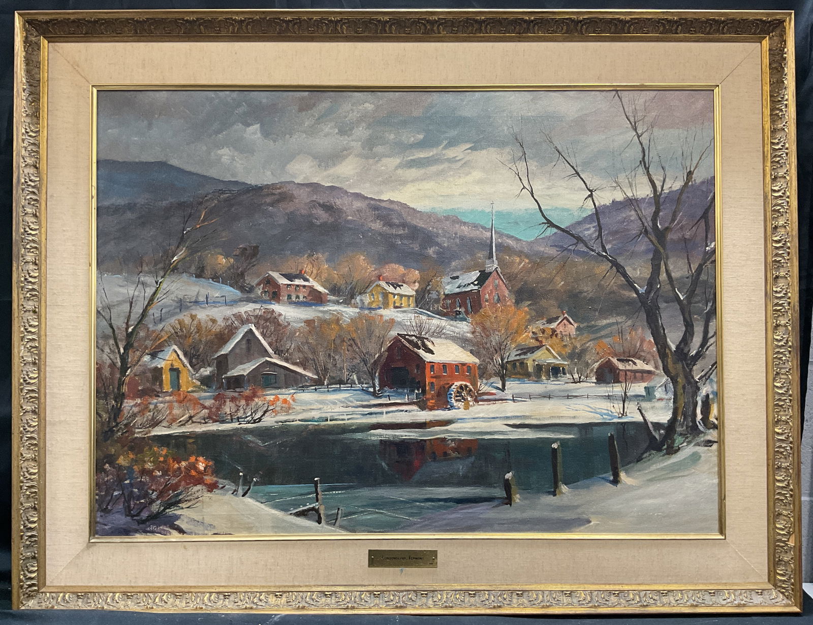 1966 Framed Vermont Scenery Oil Painting 43.5 In W (1 of 7)