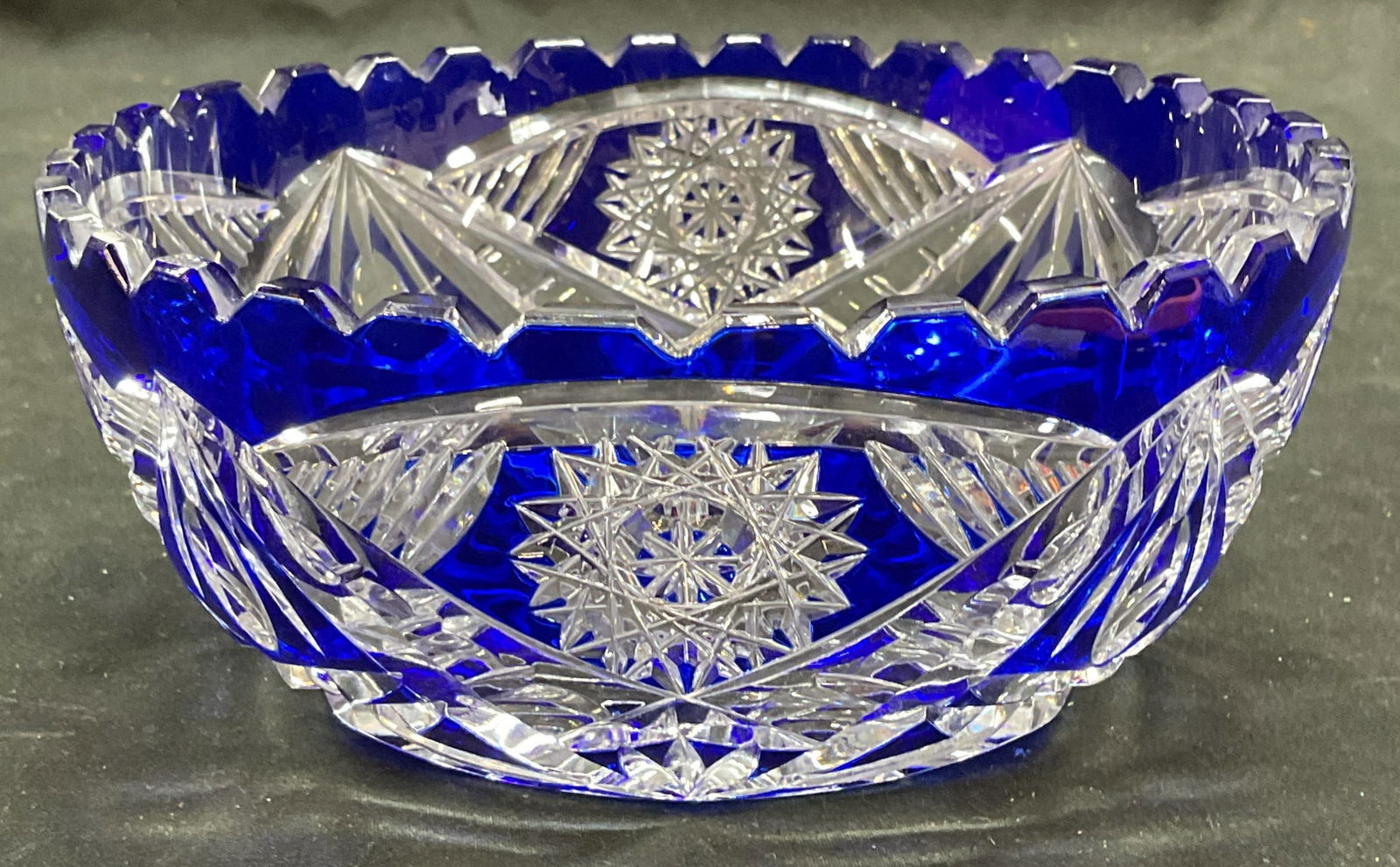 Cobalt to Clear Cut Crystal Hob Star Bowl (1 of 6)