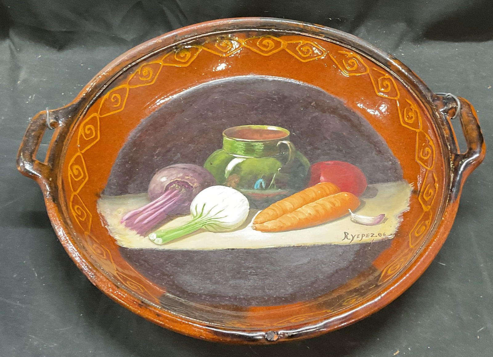 1986 R. Yepez Hand Painted Ceramic Platter (1 of 6)