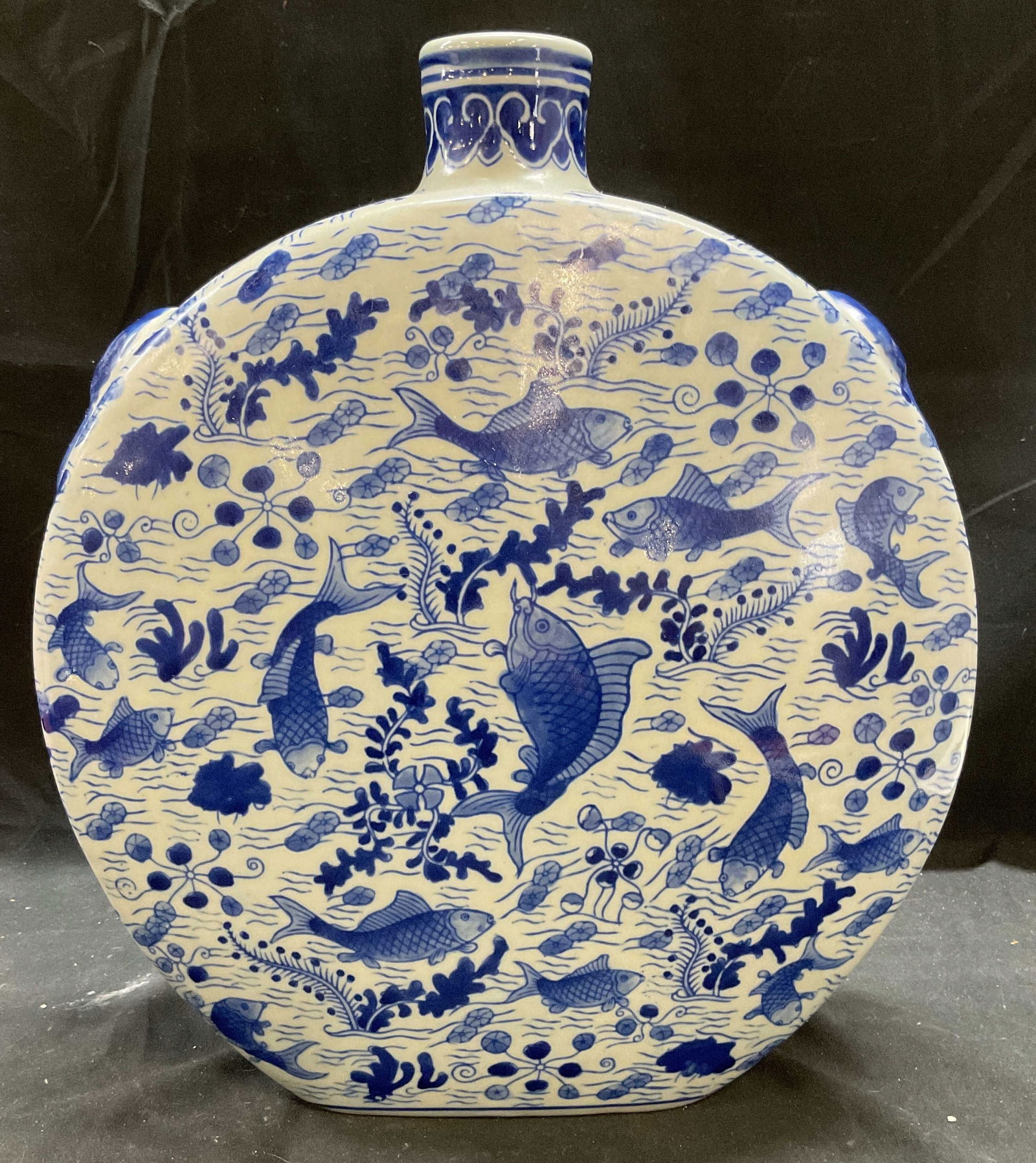 Chinese Blue & White Porcelain Fish Vase (1 of 6)