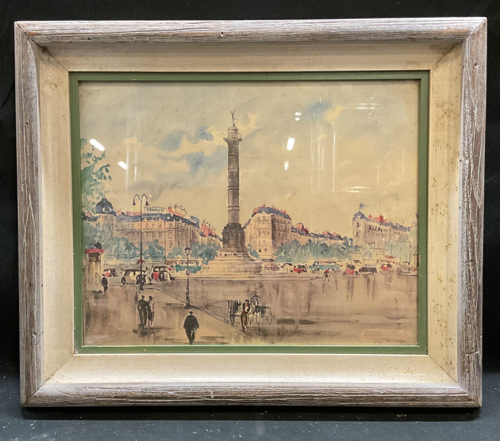 Framed Guy de Neyrac Place De L Bastille Litho (1 of 6)