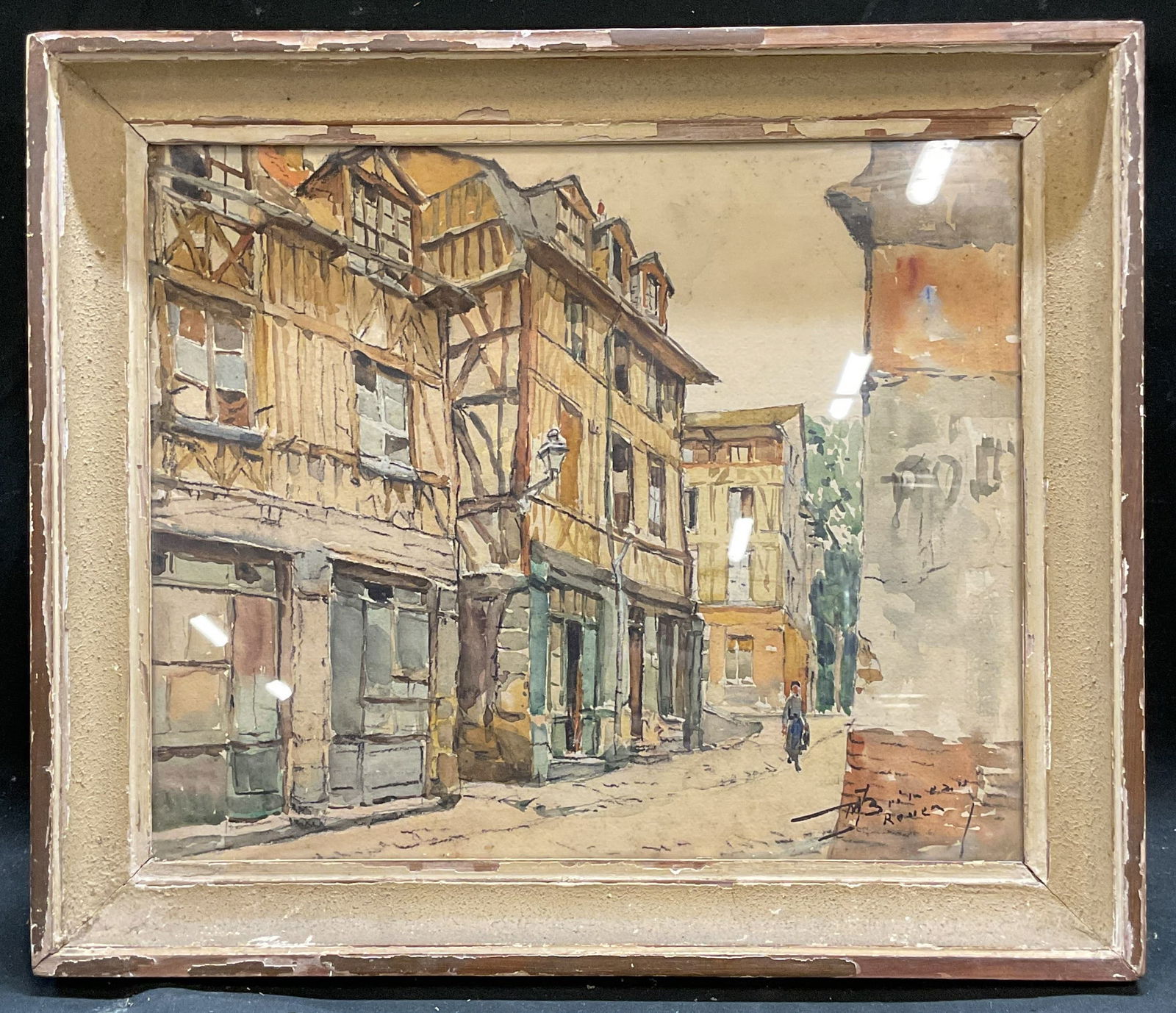 Signed MJ Brimeau French Rouen Watercolor Painting (1 of 6)