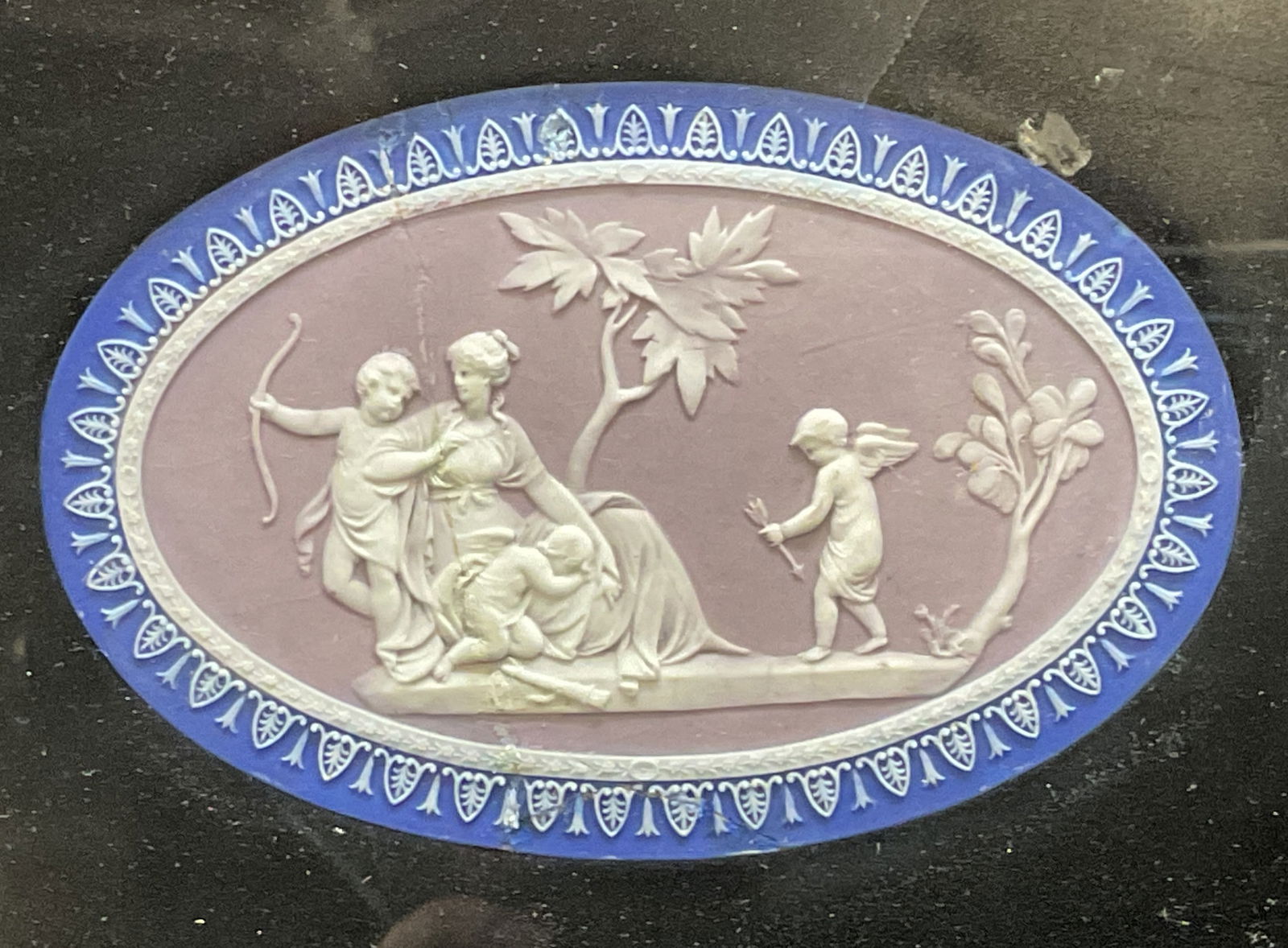 Framed Jasperware Three Color Oval Plaque (1 of 6)