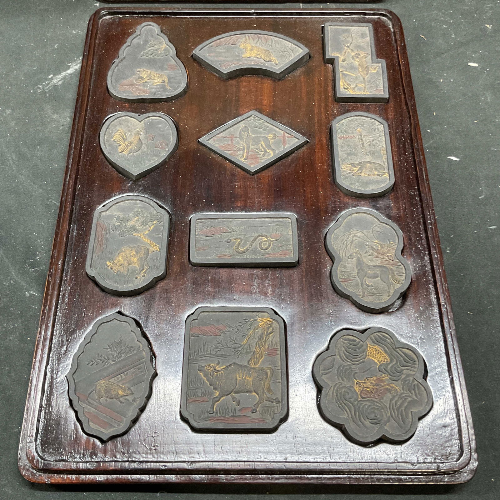 Set 12 Signed Chinese Ink Sticks with Wood Box (1 of 8)