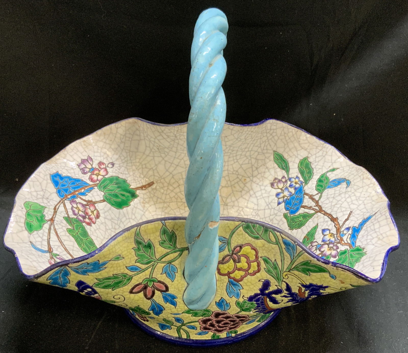 Vntg LONGWY Floral Basket W Dragon Motifs (1 of 6)