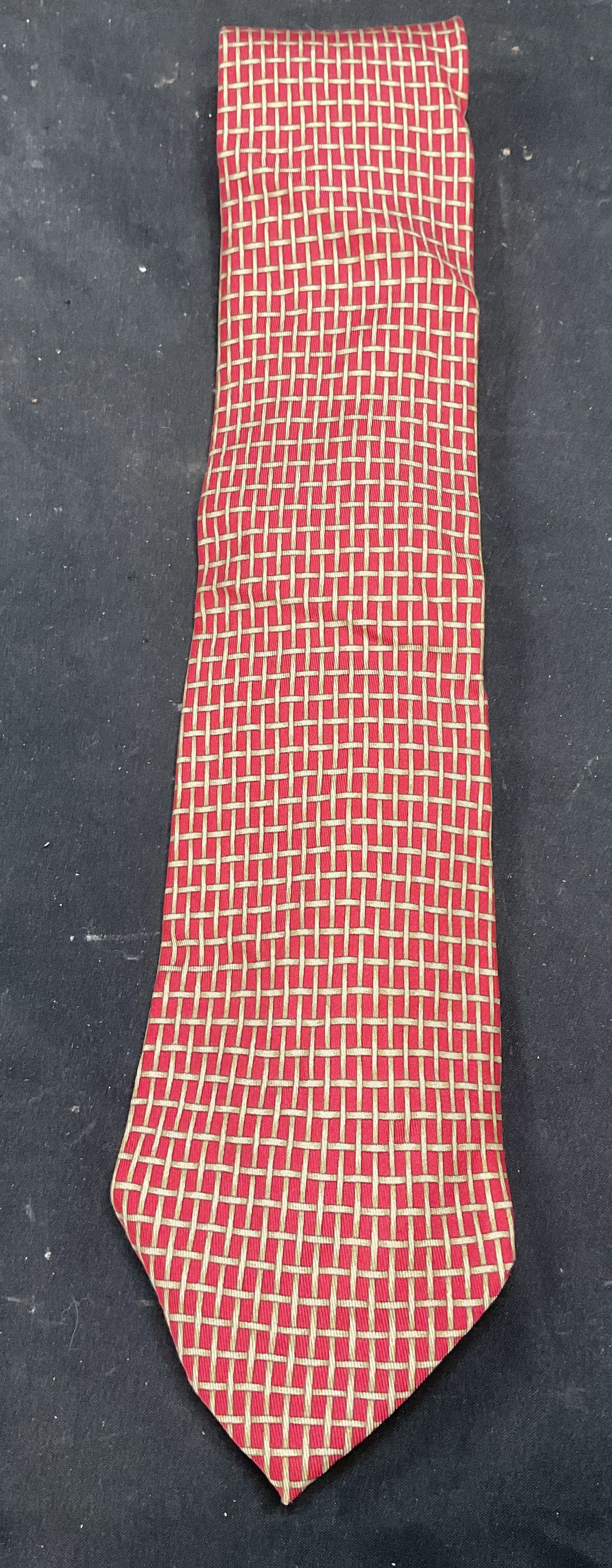 Hermes Red Woven Print Silk Tie, France (1 of 6)
