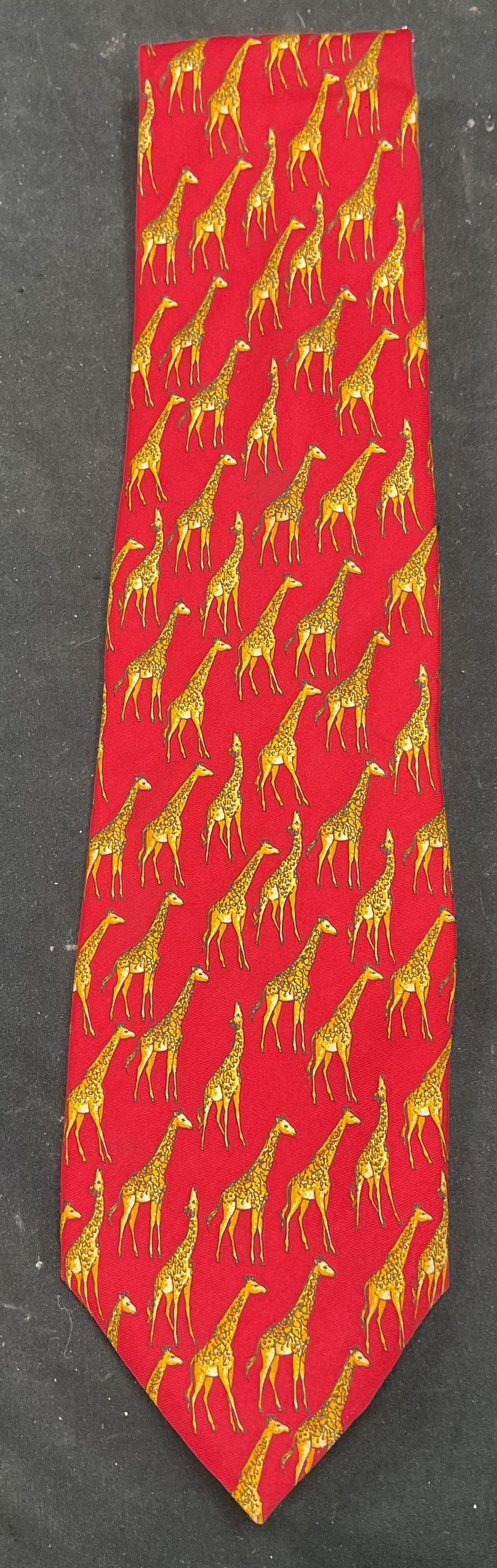 Yves Saint Laurent Red Giraffe Silk Tie, Italy (1 of 6)