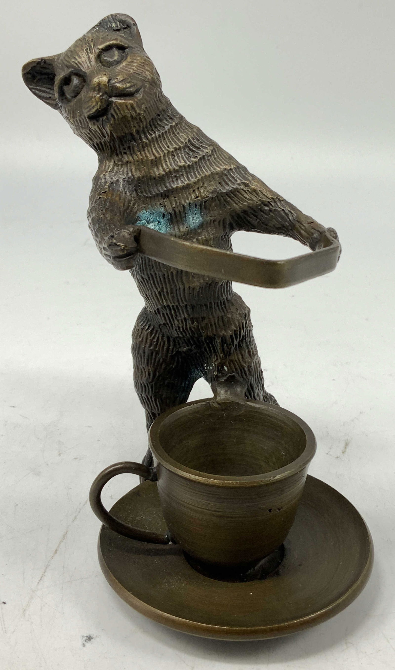 Vintage Whimsical Bronze Cat Butler Figurine (1 of 6)