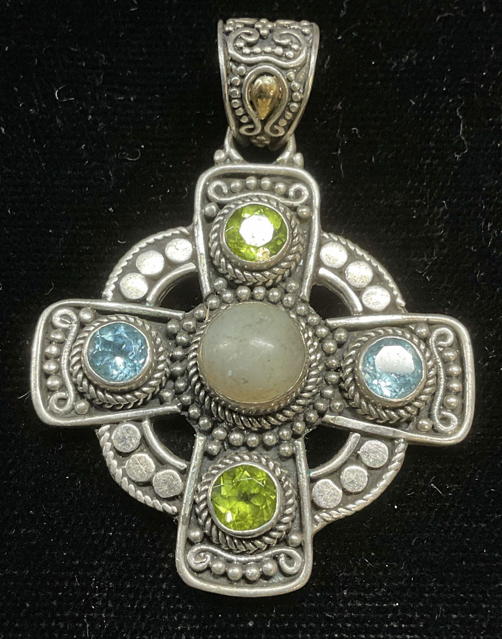 BA Sterling Silver 18k Gold Topaz Peridot Pendant (1 of 6)