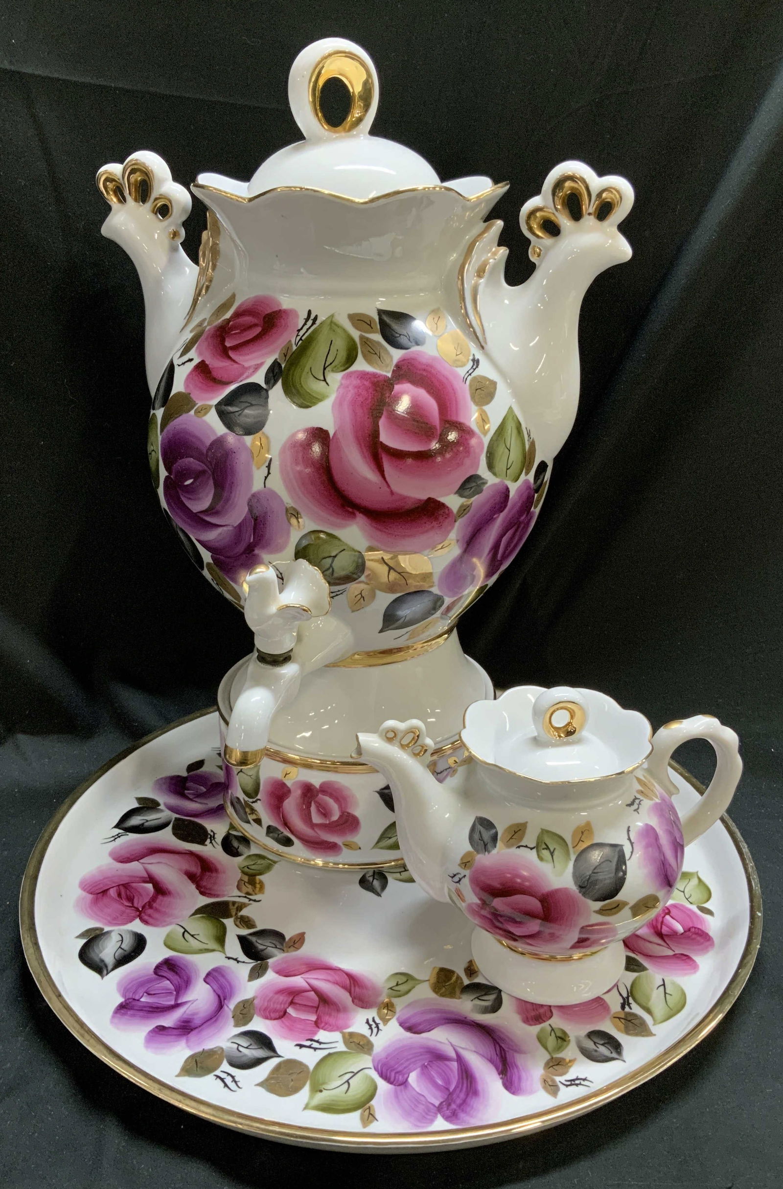 Vtg 7 Piece Porc Floral Samovar Service Set RUSSIA (1 of 11)