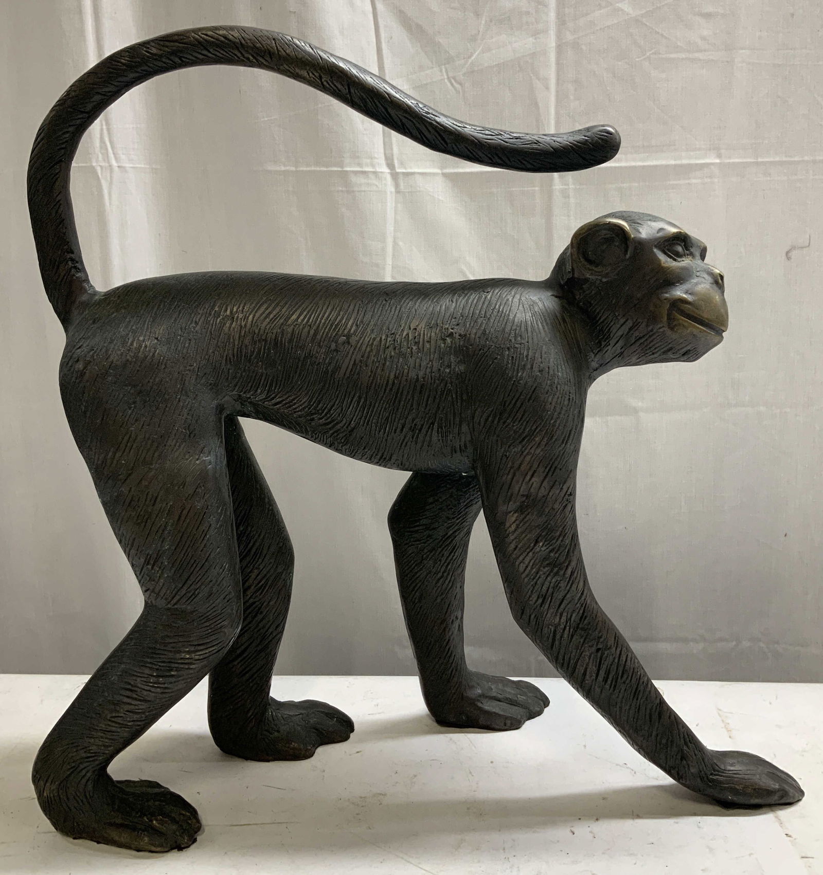 Vintage Large Bronze Monkey Sculpture 17in (1 of 6)
