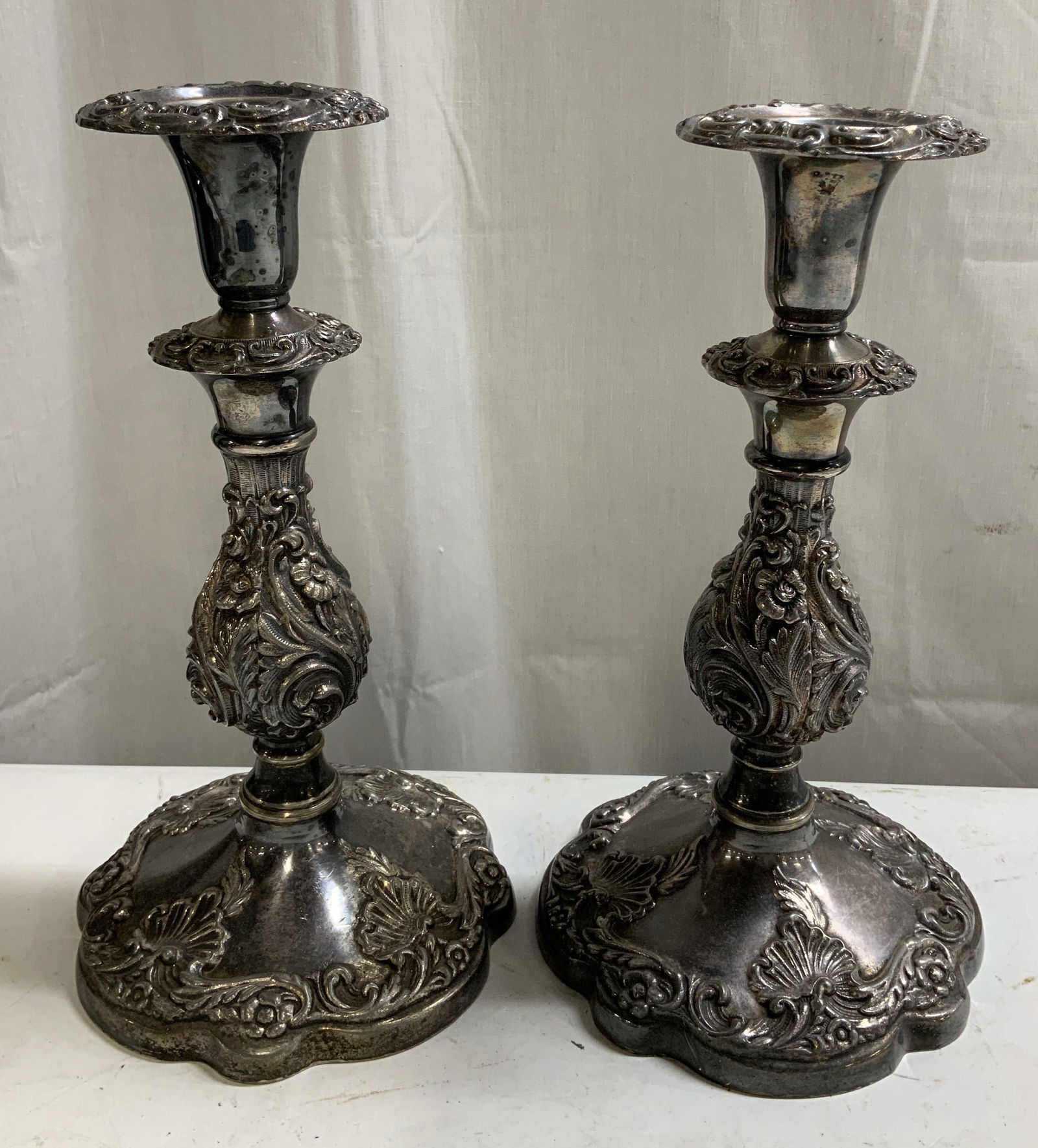 Pair The Sheffield SilverCo. Ornate Candlesticks (1 of 7)