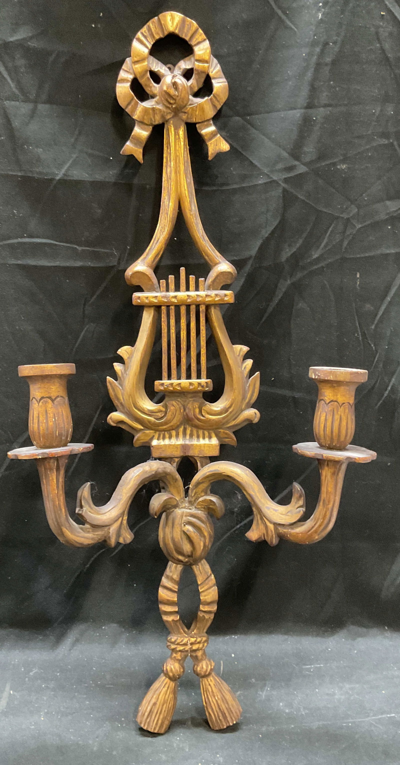 Neoclassical Gilt Wd Wall Candle Holder Sconce 27i (1 of 6)