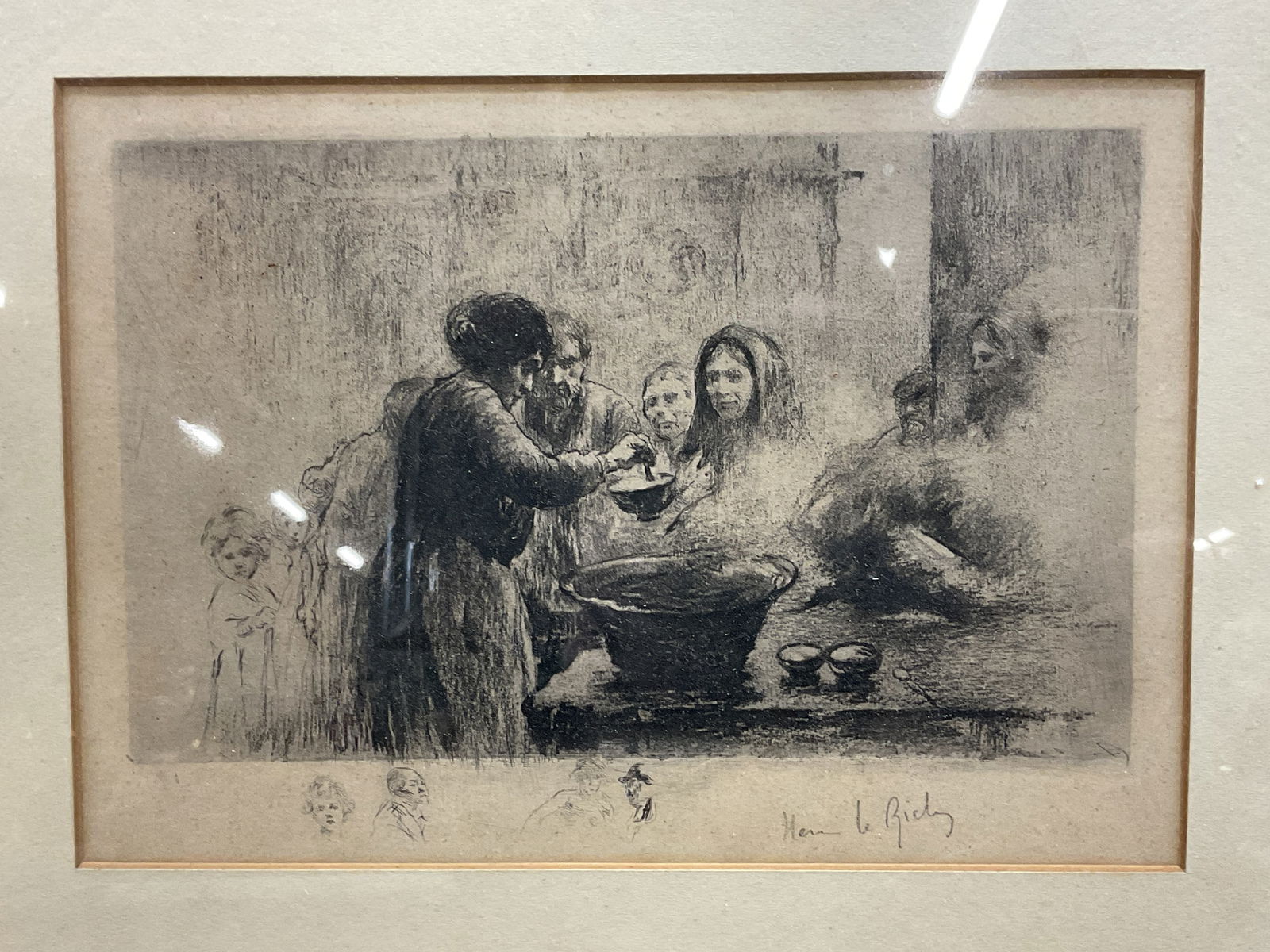 Signed Henri Le Riche Morning Coffee Etching (1 of 6)