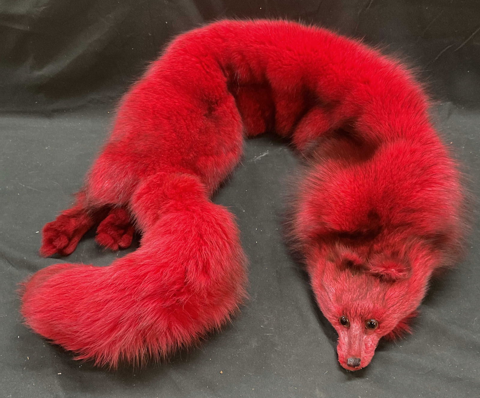Vintage Dyed Red Fox Fur Pelt Stole 52in (1 of 6)