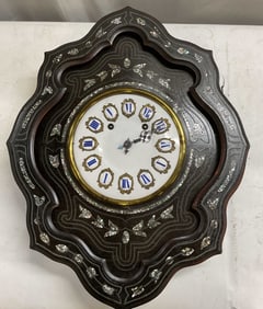 Antique French Napoleon Style MOP Wall Clock 25in