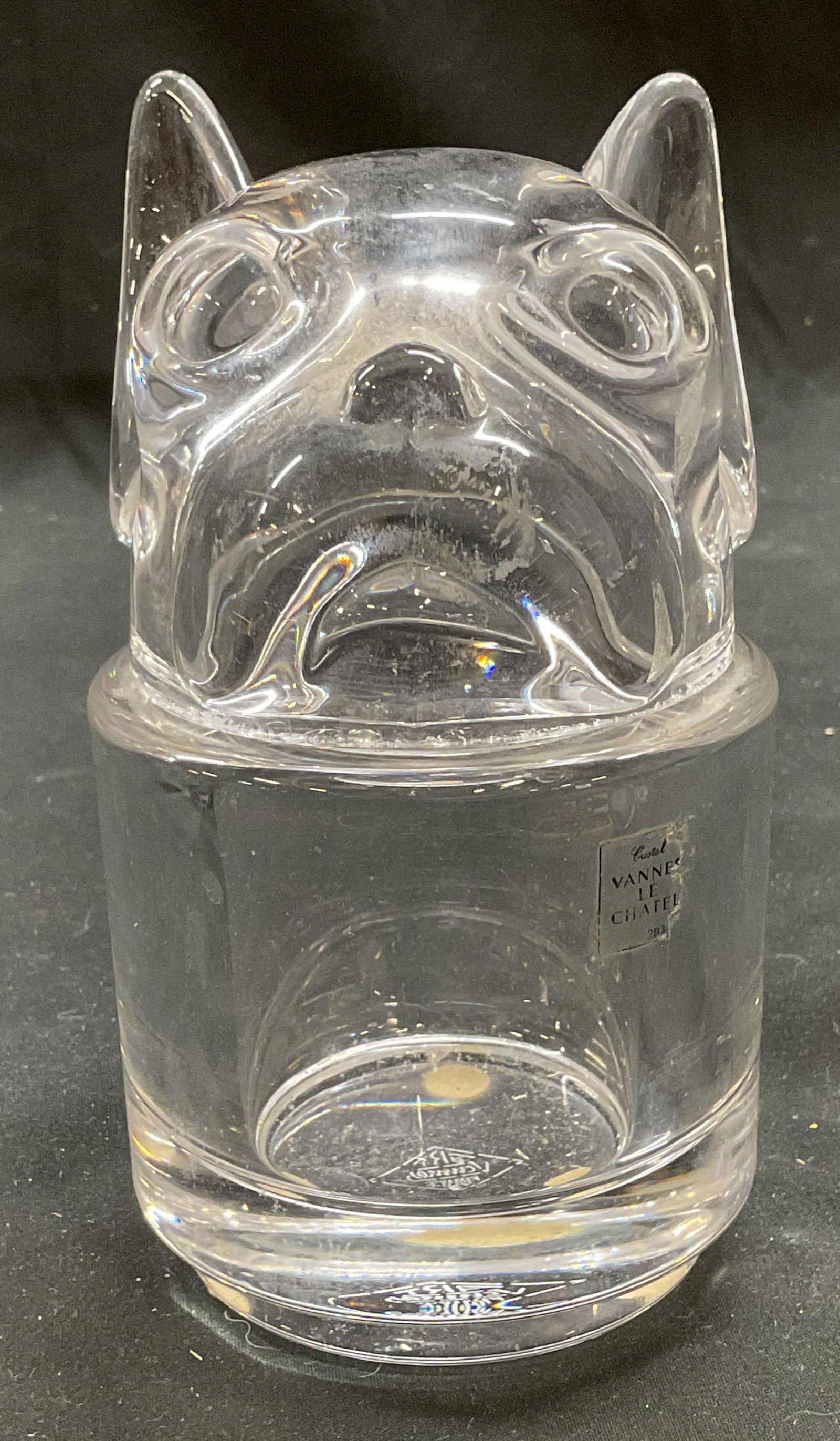 Vannes Le Chatel Crystal Dog Head Jar, France (1 of 7)