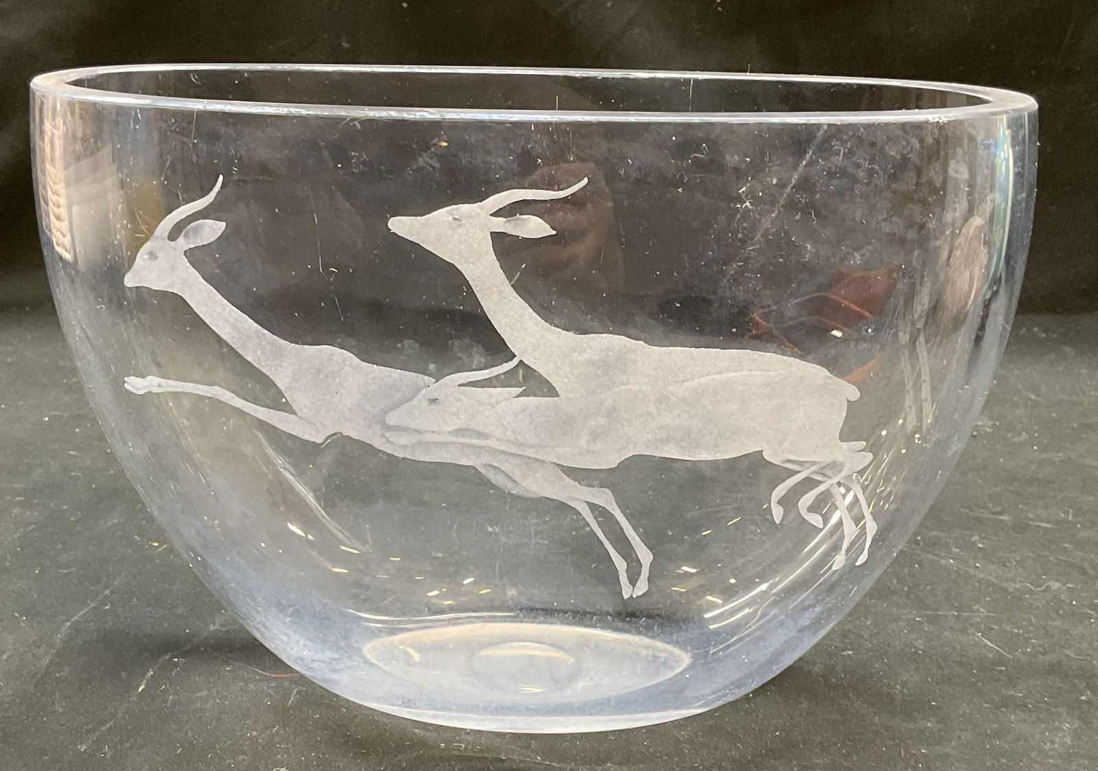 MCM Kosta Boda Lindstrand Etched Deer Glass Vase (1 of 7)