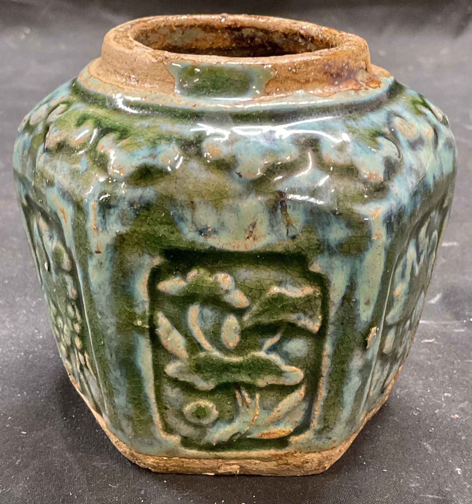 Chinese Green Handmade Pottery Ginger Jar (1 of 6)