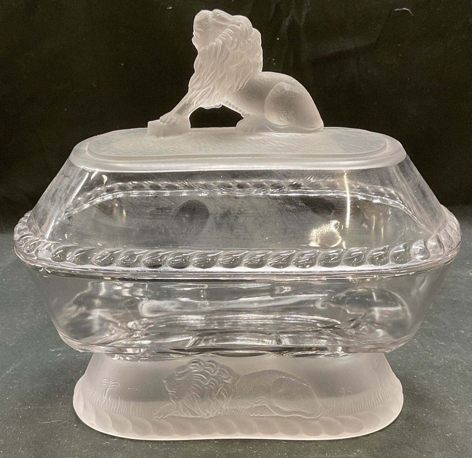 EAPG Frosted Glass Lion Covered Compote (1 of 7)