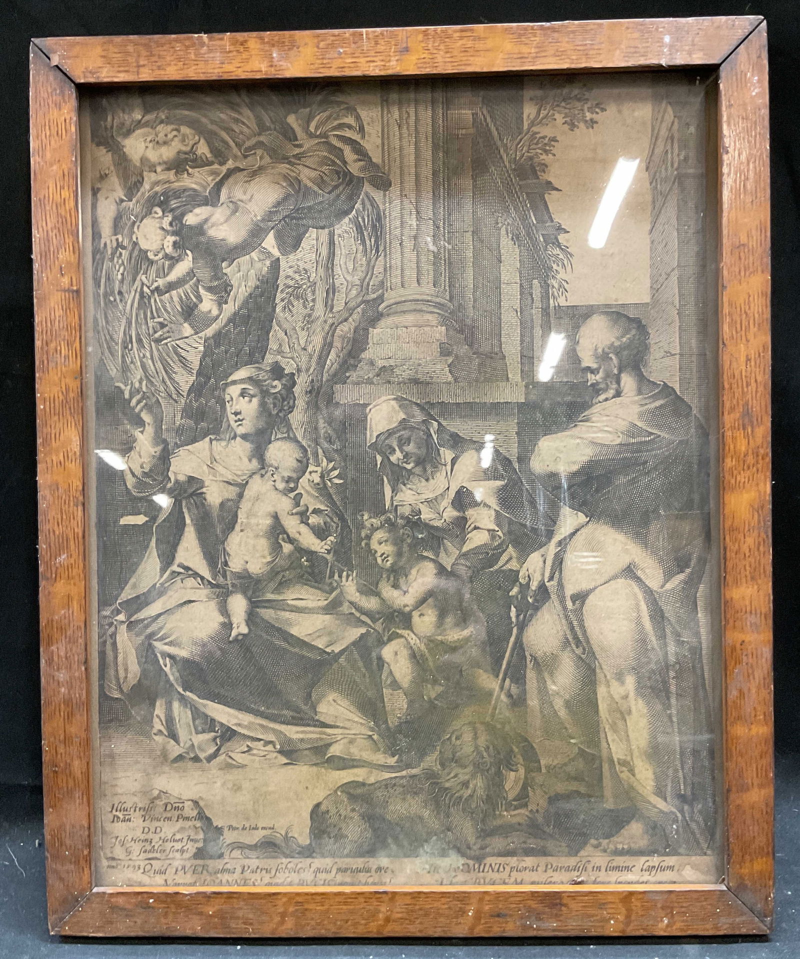 Antq 1593 Pieter de Jode I Holy Family Engraving (1 of 7)