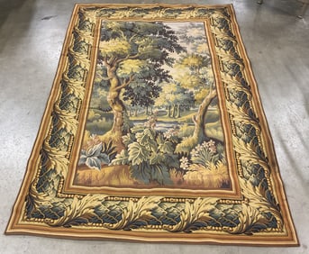 Vintage Tapestry Landscape Wall Hanging 87 In L