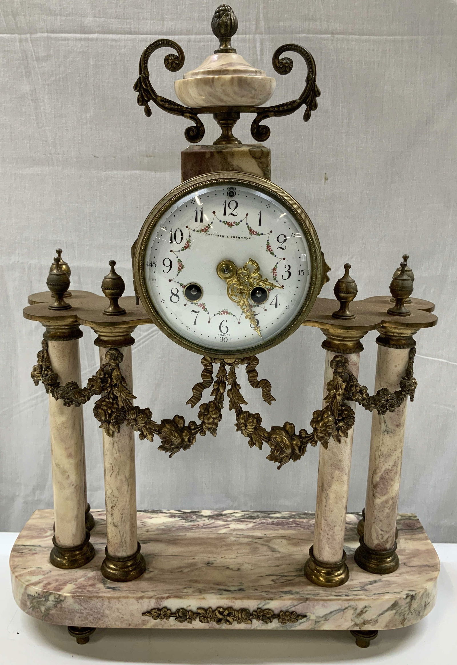 French Napoleon III Marble&GltBronze Mantel Clock (1 of 10)