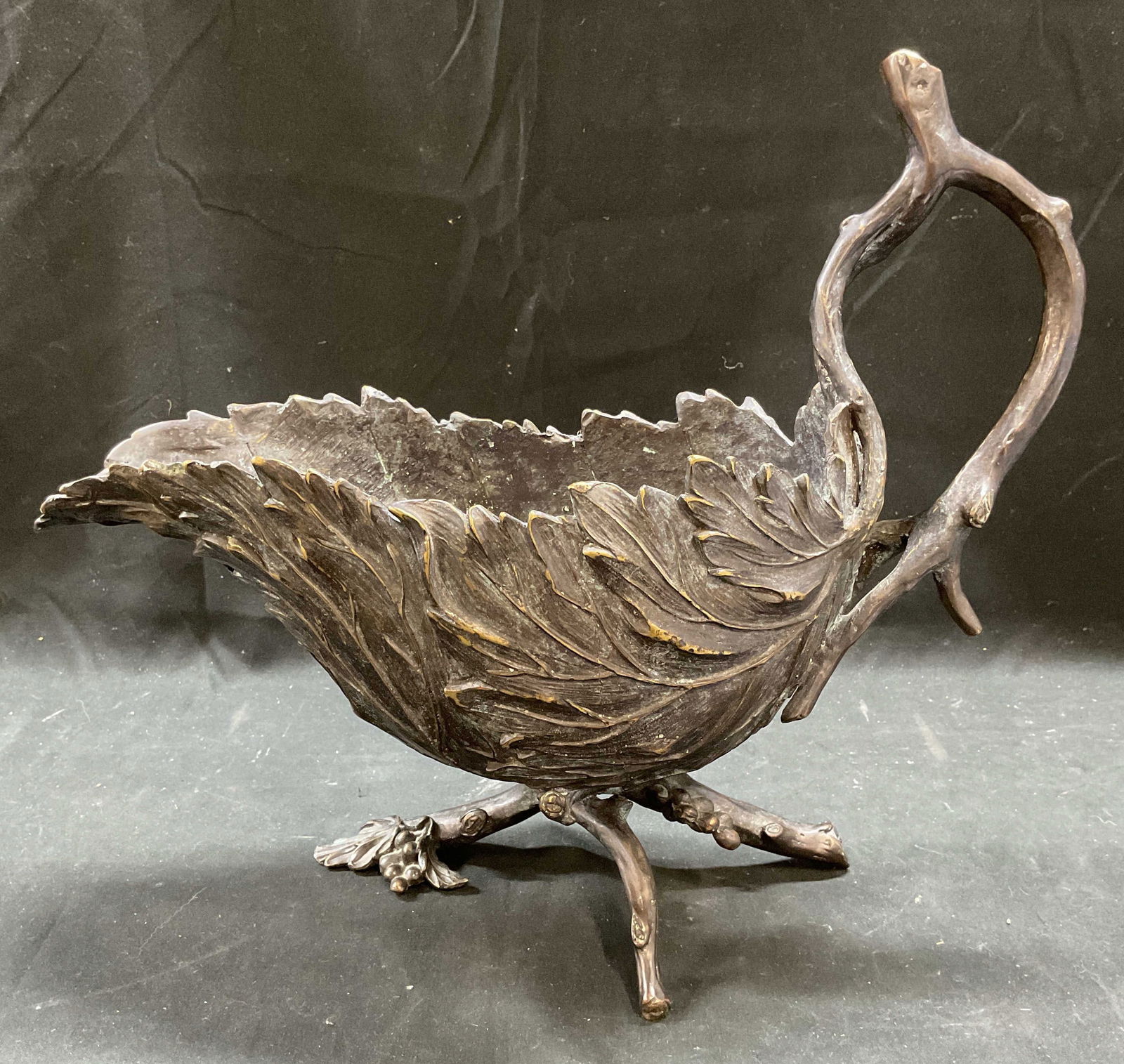 Antique Bronze Grape Leaf Planter Vase (1 of 8)