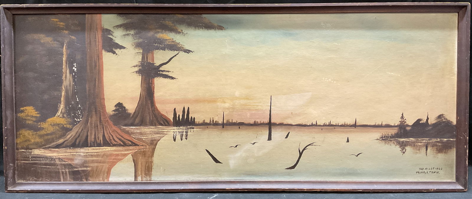 Sgnd Joe Marshall Lake Landscape Oil Painting 40in (1 of 6)