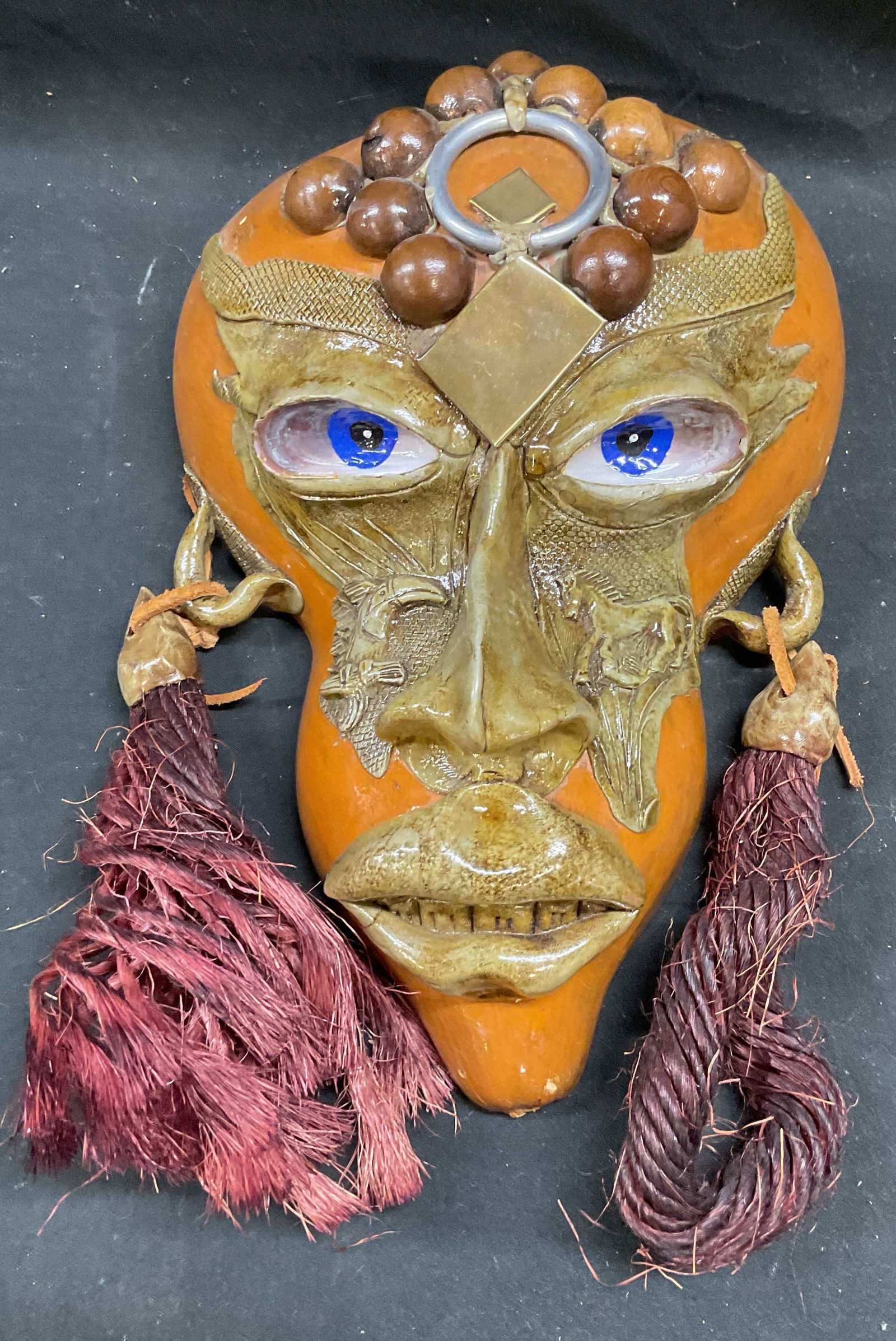 Handmade Tribal Gourd & Shell Mask (1 of 6)