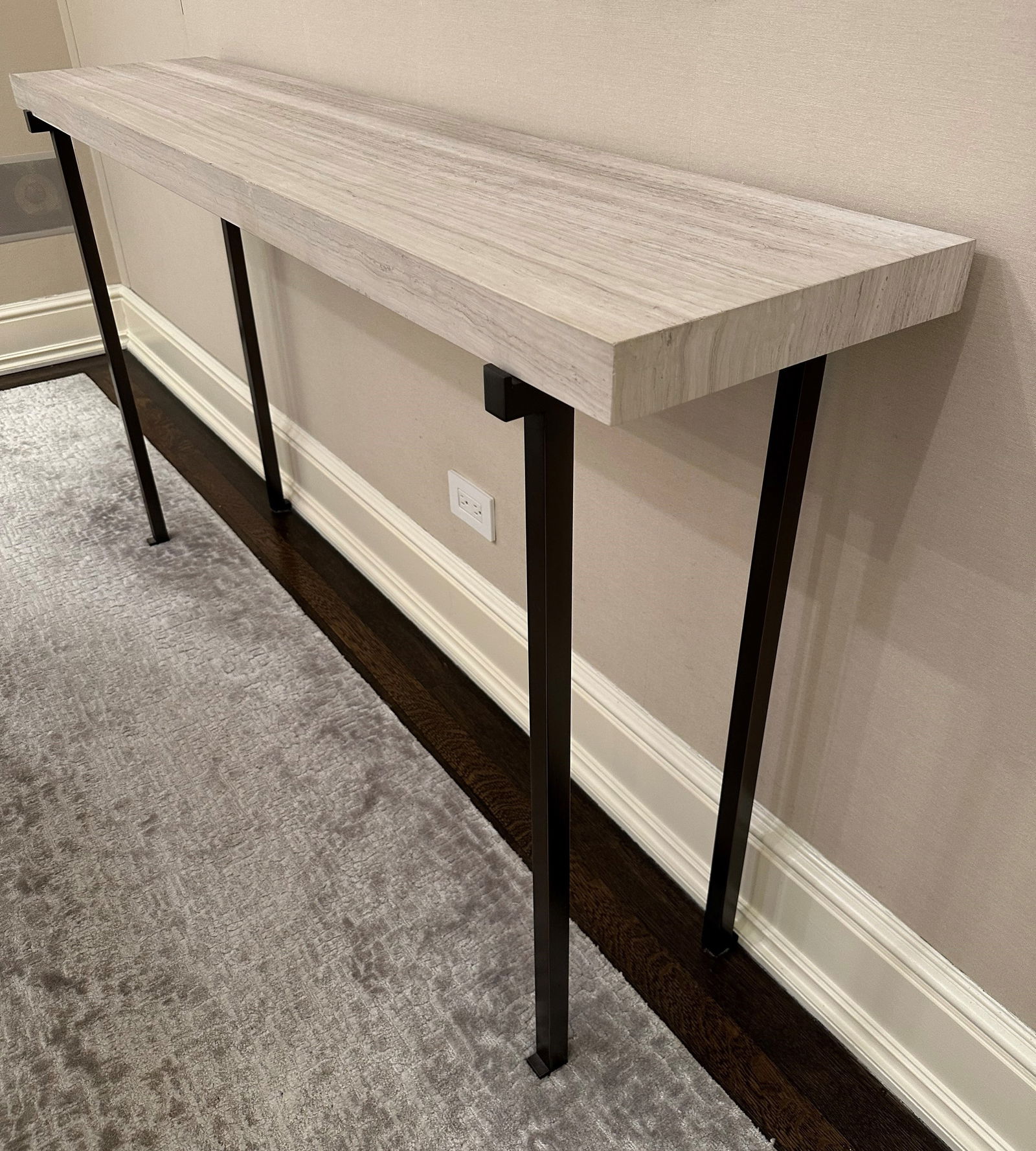 Custom Iron and Pale Gray Wood Top Console (1 of 11)