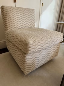 Custom Silk Mohair Thick Pile Chevron Slipper Chair