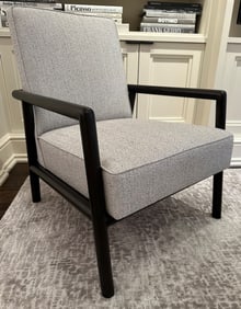 Modern Ebony Wood and Gray Boucle Arm Chair