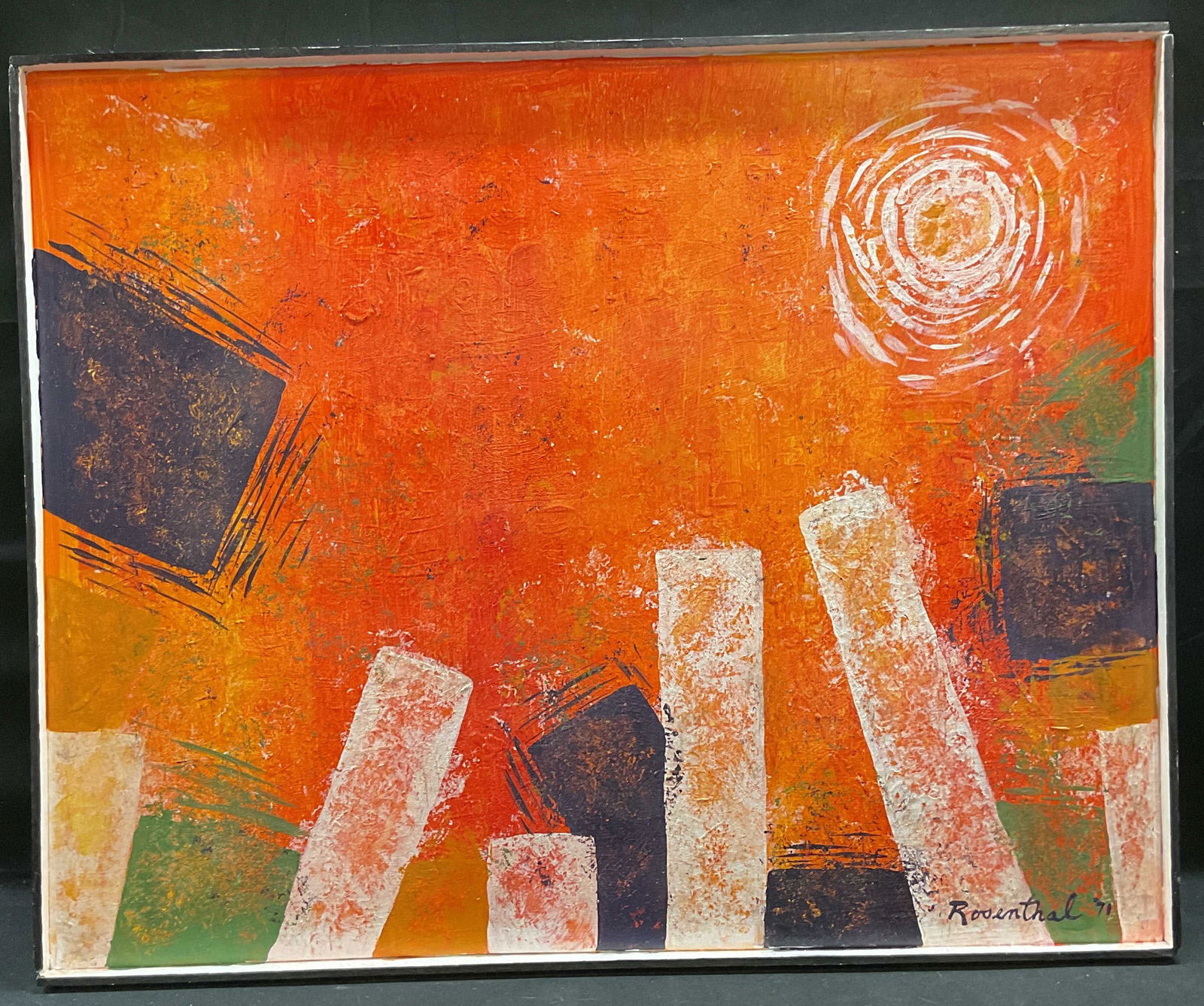 Sgnd Rosenthal Abstract Geometric Painting 1971 2f (1 of 6)