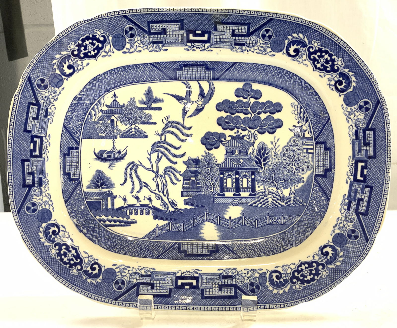 SEMI CHINA Vtg Blue Willow Prc Srv Platter ENGLAND (1 of 10)