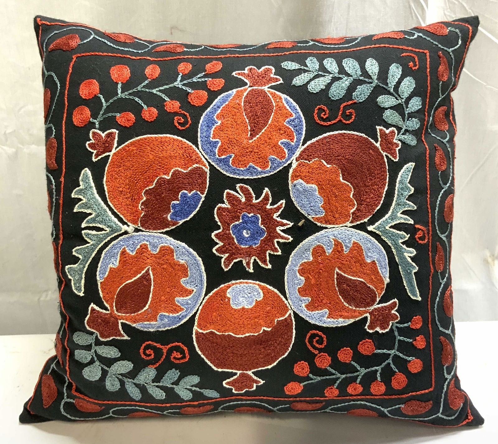 H Made Suzani Embroidered Pillow w Pomegranate (1 of 8)